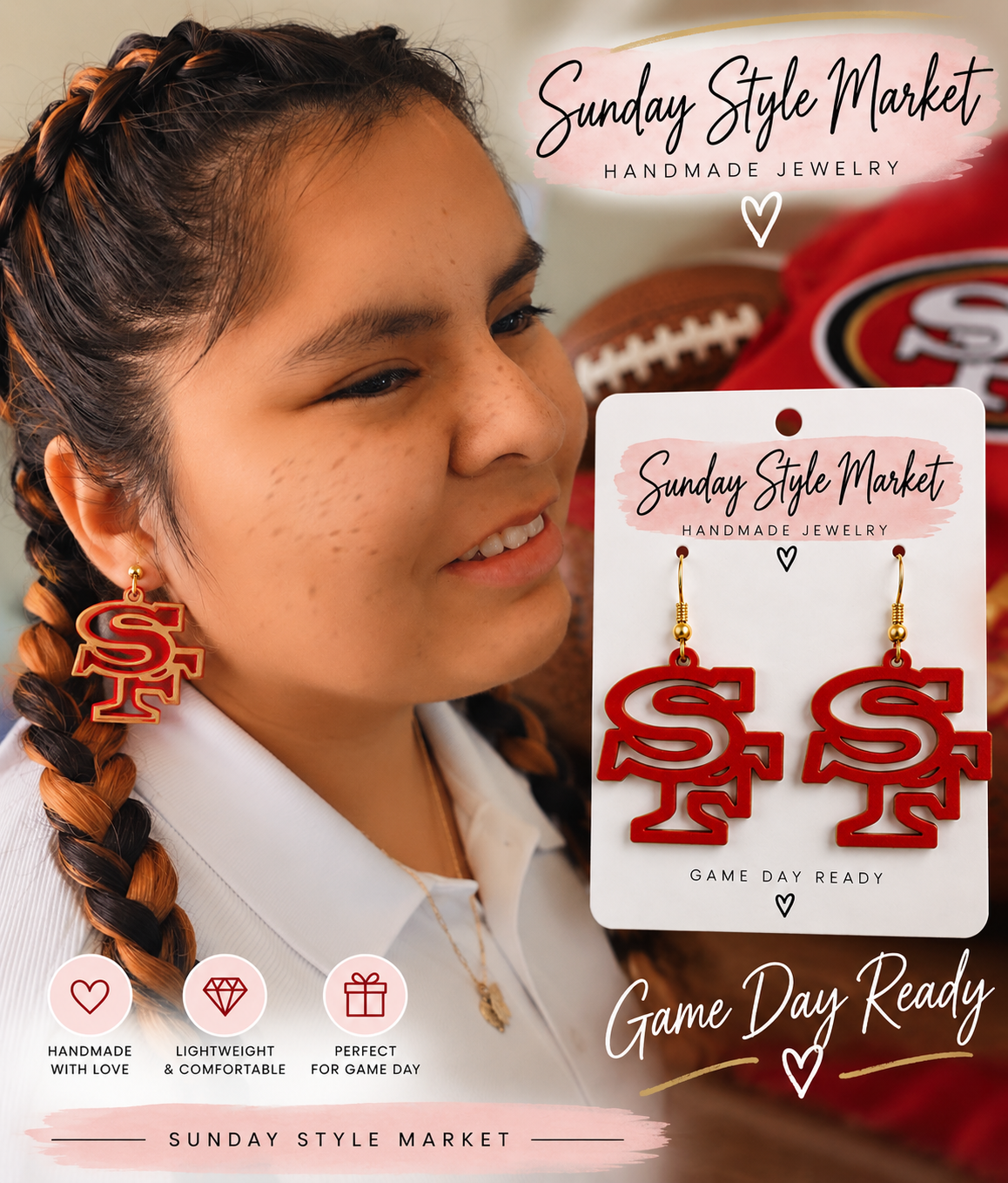 Sunday Style Market game day earrings lifestyle photo