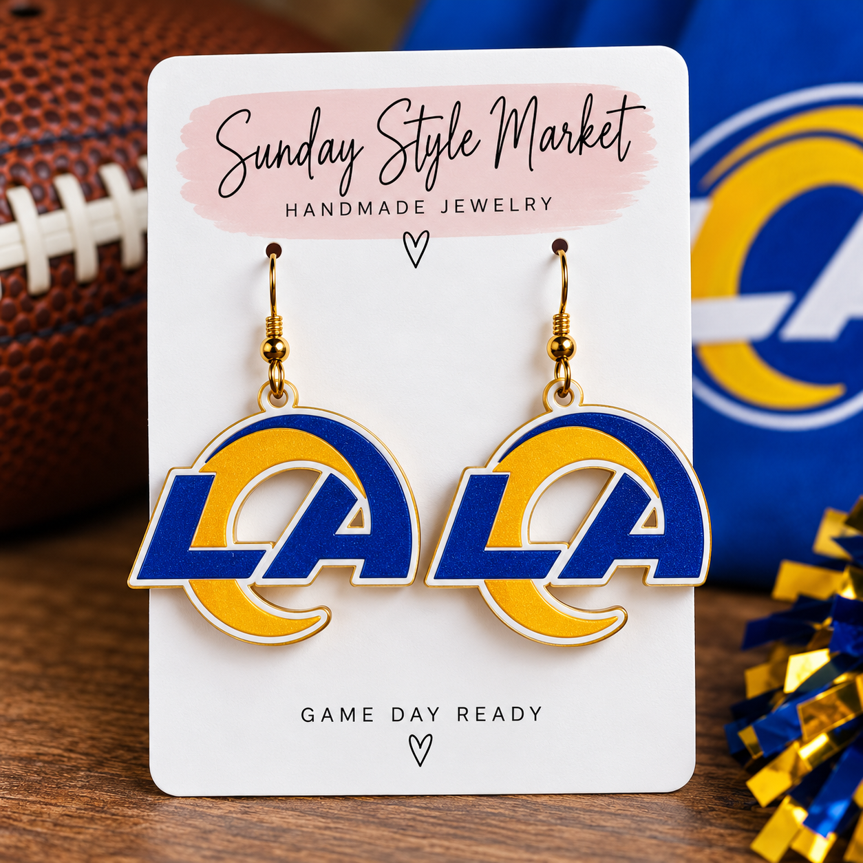 Los Angeles blue and gold game day earrings