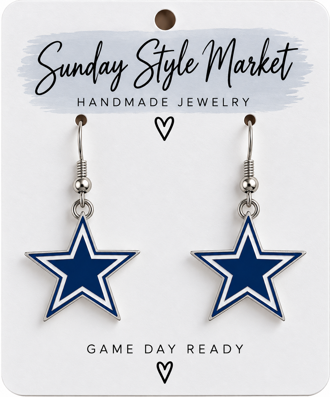 Blue star game day earrings