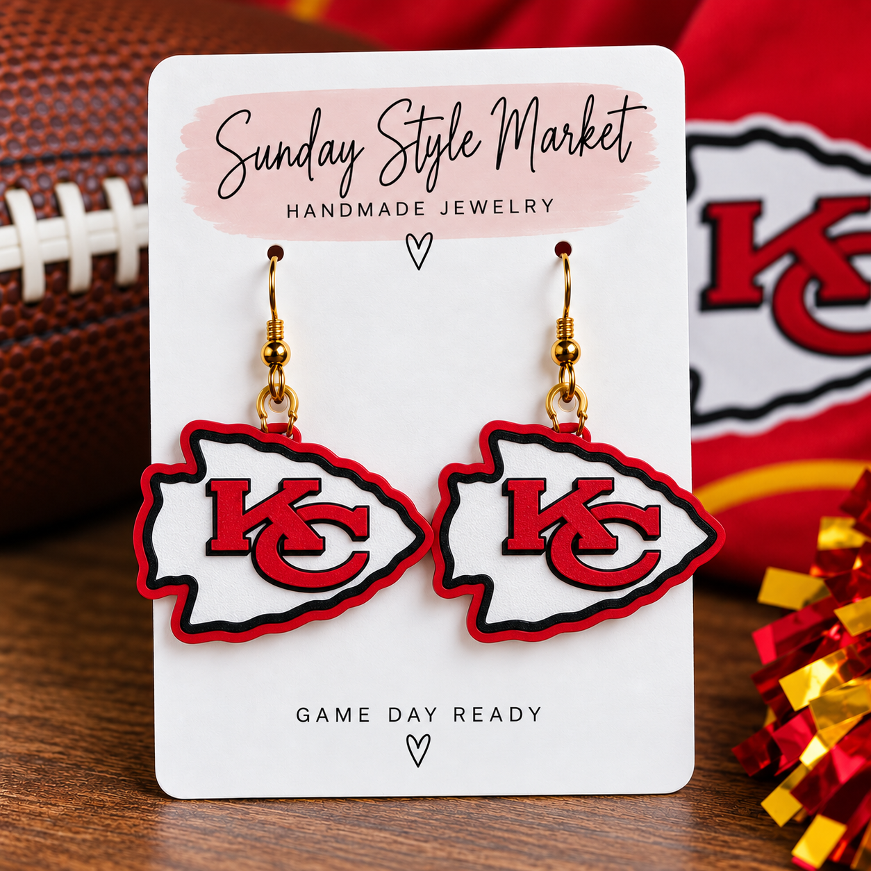 Kansas City red and black game day earrings